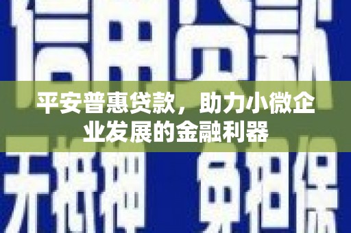 源城平安普惠贷款，助力小微企业发展的金融利器